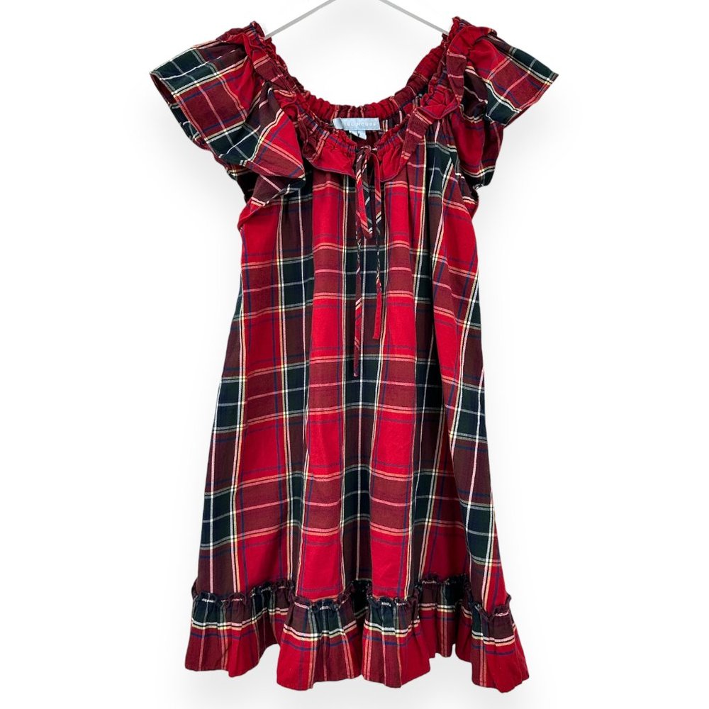 Hill House Cordelia Red & Navy Tartan Plaid Mini Dress
